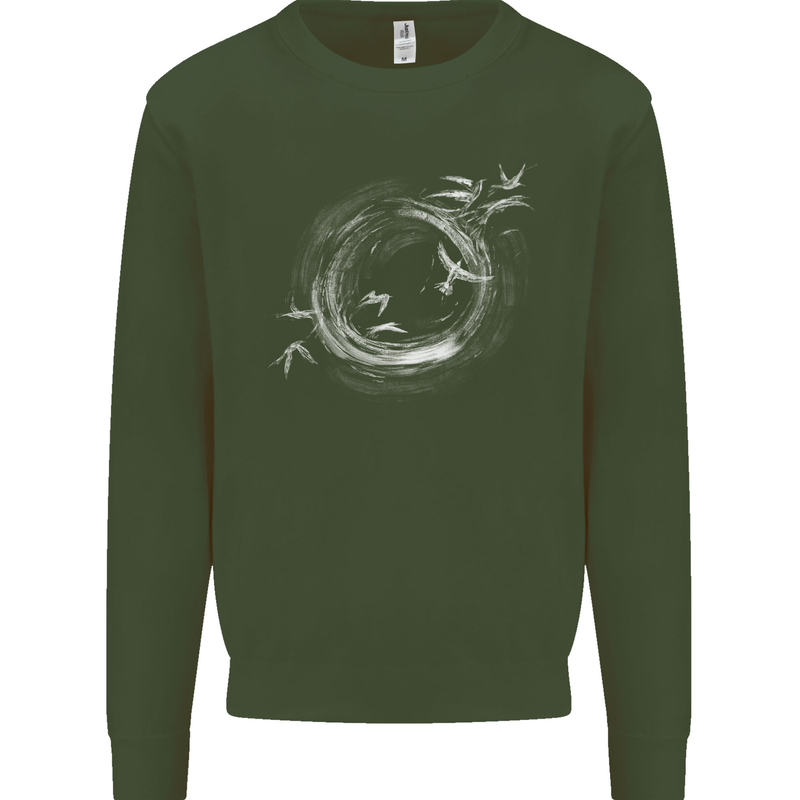 A Ring of Birds Birdwatching Birdwatcher Birding Kids Sweatshirt Jumper Forest Green
