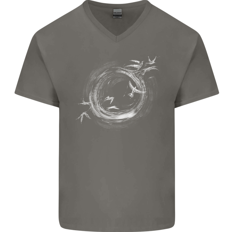 A Ring of Birds Birdwatching Birdwatcher Birding Mens V-Neck Cotton T-Shirt Charcoal