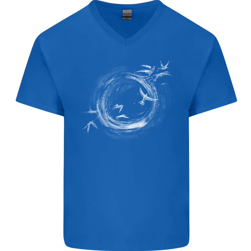 A Ring of Birds Birdwatching Birdwatcher Birding Mens V-Neck Cotton T-Shirt Royal Blue