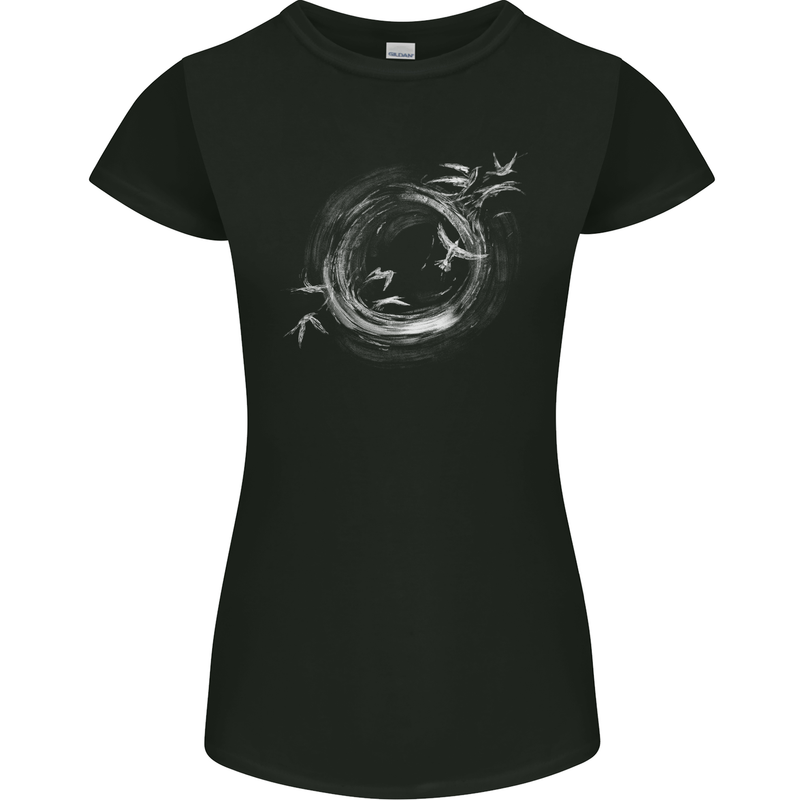 A Ring of Birds Birdwatching Birdwatcher Birding Womens Petite Cut T-Shirt Black