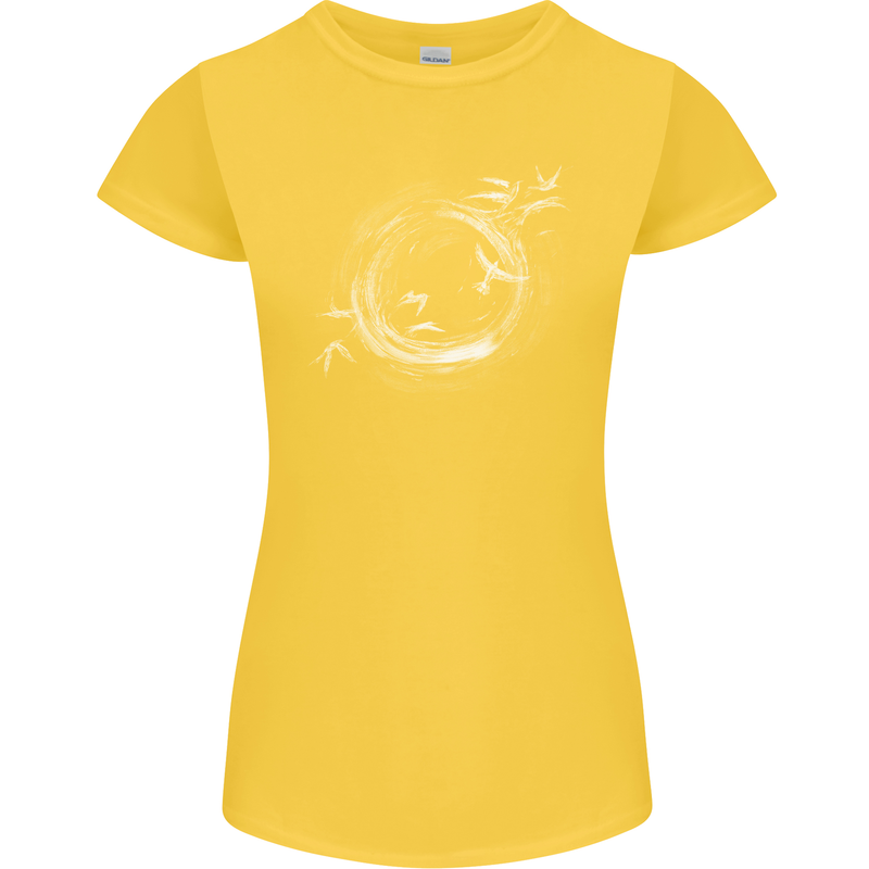 A Ring of Birds Birdwatching Birdwatcher Birding Womens Petite Cut T-Shirt Yellow