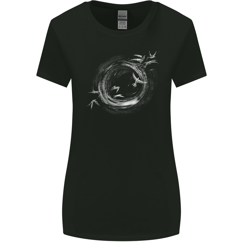 A Ring of Birds Birdwatching Birdwatcher Birding Womens Wider Cut T-Shirt Black
