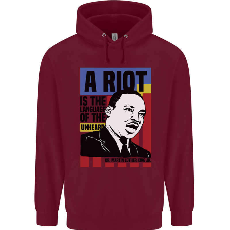 A Riot Martin Luther King Black Lives Matter Childrens Kids Hoodie Maroon