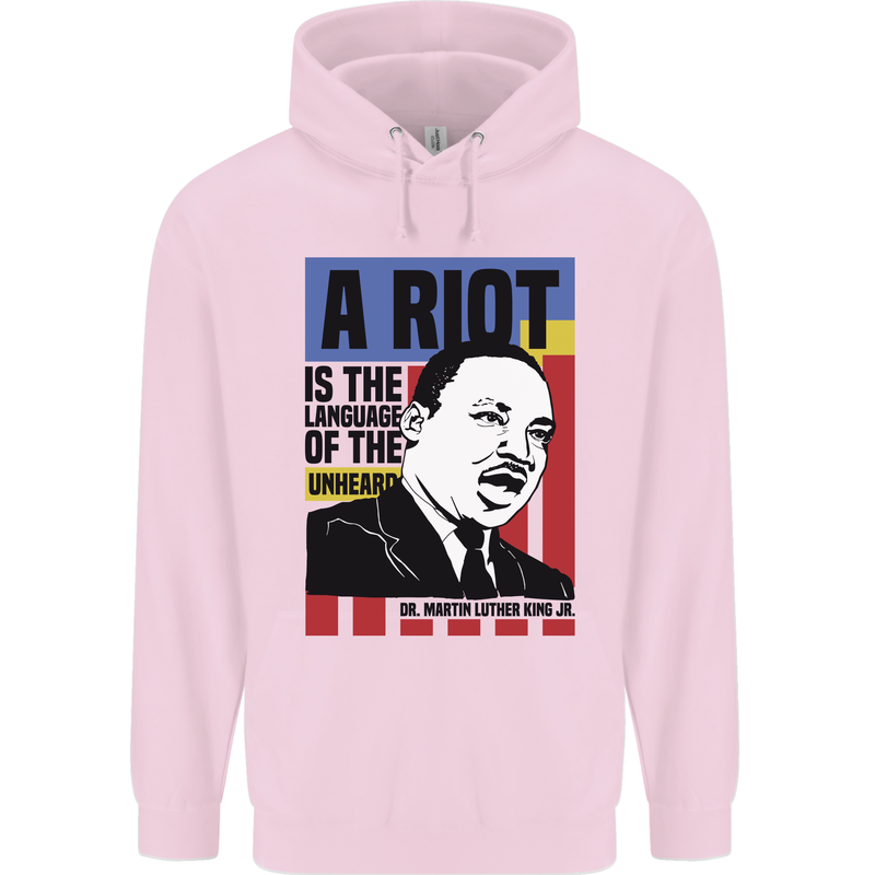A Riot Martin Luther King Black Lives Matter Mens 80% Cotton Hoodie Light Pink