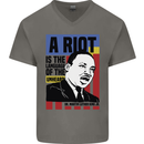 A Riot Martin Luther King Black Lives Matter Mens V-Neck Cotton T-Shirt Charcoal