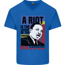 A Riot Martin Luther King Black Lives Matter Mens V-Neck Cotton T-Shirt Royal Blue