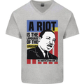 A Riot Martin Luther King Black Lives Matter Mens V-Neck Cotton T-Shirt Sports Grey