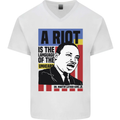 A Riot Martin Luther King Black Lives Matter Mens V-Neck Cotton T-Shirt White