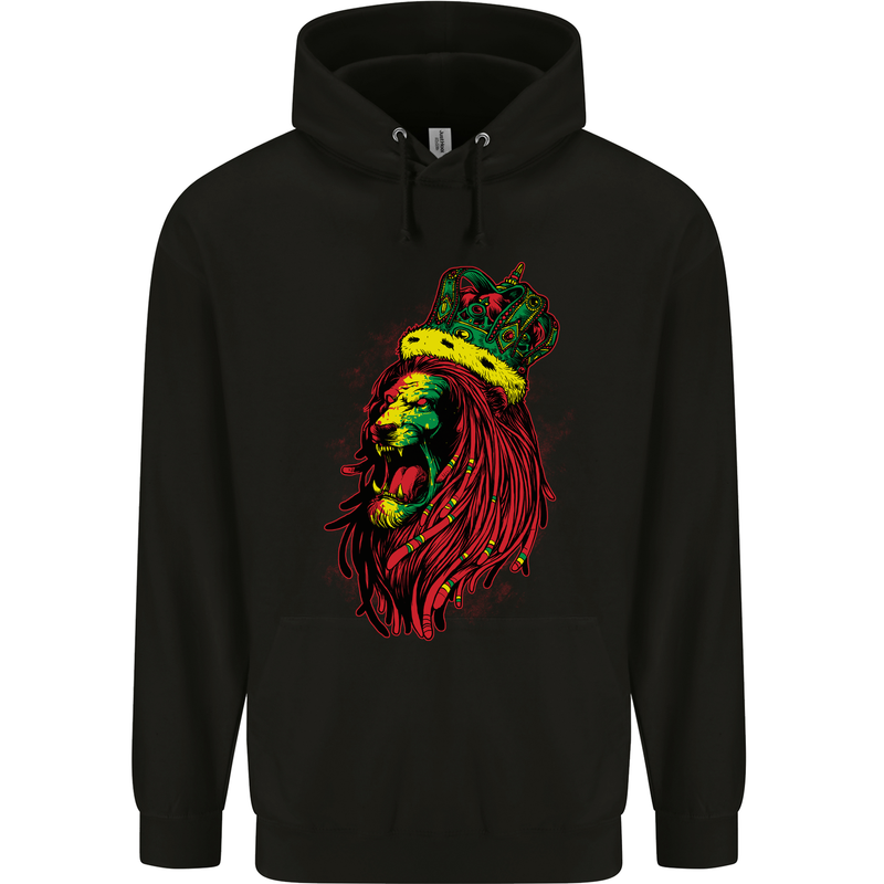 A Roaring Jamaican Lion Reggae Music Jamaica Mens 80% Cotton Hoodie Black