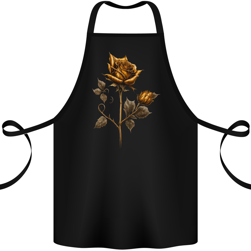 A Rustic Rose Gothic Goth Cotton Apron 100% Organic Black