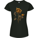 A Rustic Rose Gothic Goth Womens Petite Cut T-Shirt Black