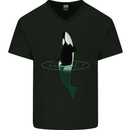 A SCI-FI Orca Whale Mens V-Neck Cotton T-Shirt Black