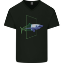A SCI-FI Shark Mens V-Neck Cotton T-Shirt Black