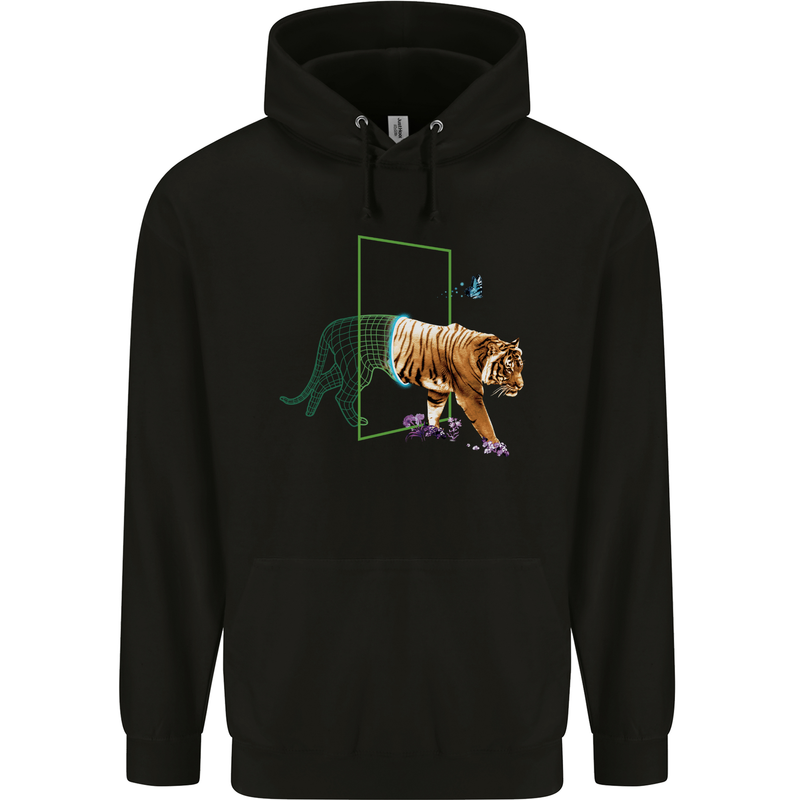 A SCI-FI Tiger Mens 80% Cotton Hoodie Black