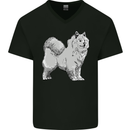 A Samoyed Dog Mens V-Neck Cotton T-Shirt Black