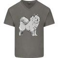 A Samoyed Dog Mens V-Neck Cotton T-Shirt Charcoal