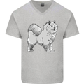 A Samoyed Dog Mens V-Neck Cotton T-Shirt Sports Grey