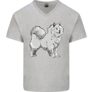 A Samoyed Dog Mens V-Neck Cotton T-Shirt Sports Grey