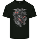 A Samurai Head with Dragons Warrior MMA Kids T-Shirt Childrens Black
