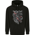 A Samurai Head with Dragons Warrior MMA Mens 80% Cotton Hoodie Black