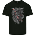 A Samurai Head with Dragons Warrior MMA Mens Cotton T-Shirt Tee Top Black