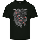A Samurai Head with Dragons Warrior MMA Mens Cotton T-Shirt Tee Top Black