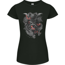 A Samurai Head with Dragons Warrior MMA Womens Petite Cut T-Shirt Black
