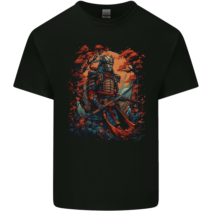 A Samurai Warrior With Swords Katana Kenjutsu Kids T-Shirt Childrens Black