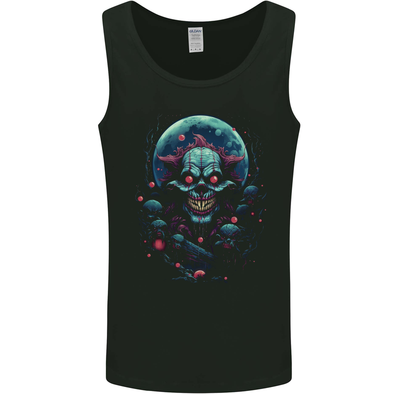 A Scary Clown in Front of a Full Moon Halloween Mens Vest Tank Top Black