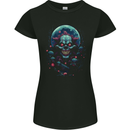 A Scary Clown in Front of a Full Moon Halloween Womens Petite Cut T-Shirt Black