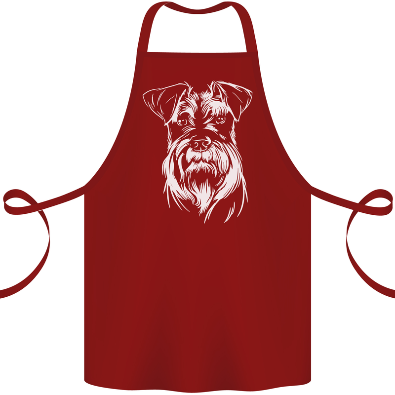 A Schnauzer Potrait Dog Cotton Apron 100% Organic Maroon