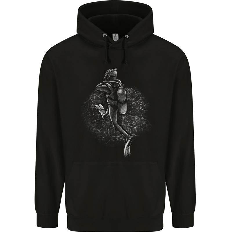 A Scuba Diver Entering the Water Diving Dive Childrens Kids Hoodie Black
