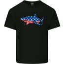 A Shark in American Flag USA Kids T-Shirt Childrens Black