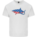 A Shark in American Flag USA Kids T-Shirt Childrens White