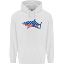 A Shark in American Flag USA Mens 80% Cotton Hoodie White