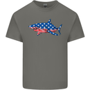A Shark in American Flag USA Mens Cotton T-Shirt Tee Top Charcoal