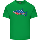 A Shark in American Flag USA Mens Cotton T-Shirt Tee Top Irish Green