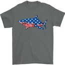 A Shark in American Flag USA Mens T-Shirt 100% Cotton Charcoal