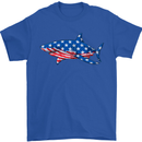 A Shark in American Flag USA Mens T-Shirt 100% Cotton Royal Blue
