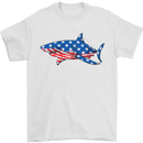 A Shark in American Flag USA Mens T-Shirt 100% Cotton White