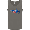 A Shark in American Flag USA Mens Vest Tank Top Charcoal