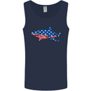 A Shark in American Flag USA Mens Vest Tank Top Navy Blue