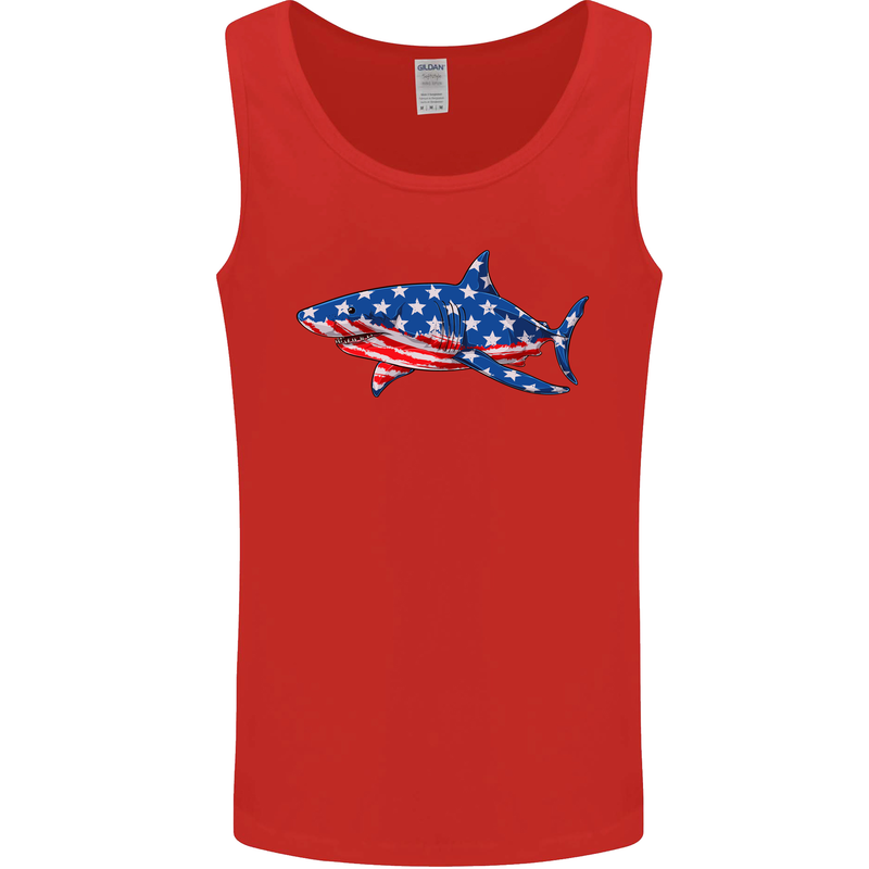 A Shark in American Flag USA Mens Vest Tank Top Red