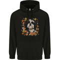 A Shih Tzu Dog Surrounded by Flowers Childrens Kids Hoodie Black