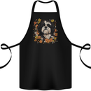A Shih Tzu Dog Surrounded by Flowers Cotton Apron 100% Organic Black