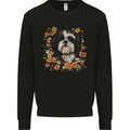 A Shih Tzu Dog Surrounded by Flowers Kids Sweatshirt Jumper Black