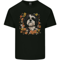 A Shih Tzu Dog Surrounded by Flowers Kids T-Shirt Childrens Black