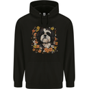 A Shih Tzu Dog Surrounded by Flowers Mens 80% Cotton Hoodie Black