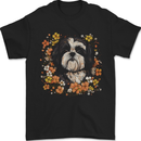 A Shih Tzu Dog Surrounded by Flowers Mens T-Shirt 100% Cotton Black
