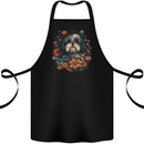 A Shih Tzu Dog With Flowers Cotton Apron 100% Organic Black